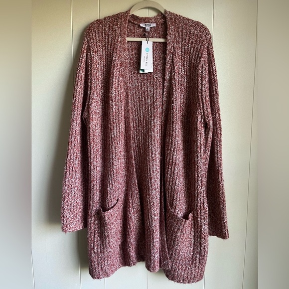 NWT BB Dakota Steve Madden X Stitch Fix Rust Red Long Line Knit Sweater Sz 1X - Picture 1 of 9